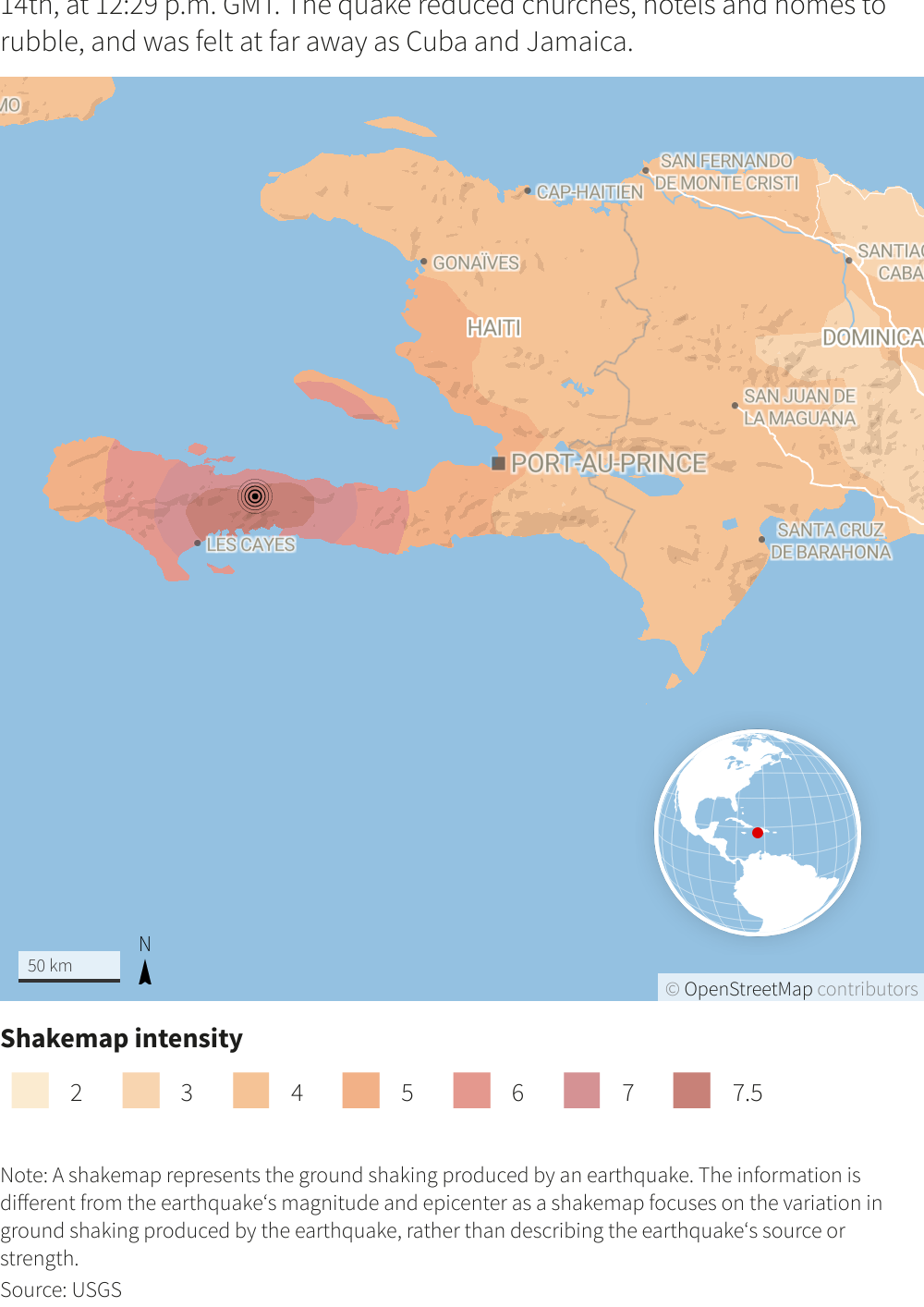 Lokasi gempa di Haiti
