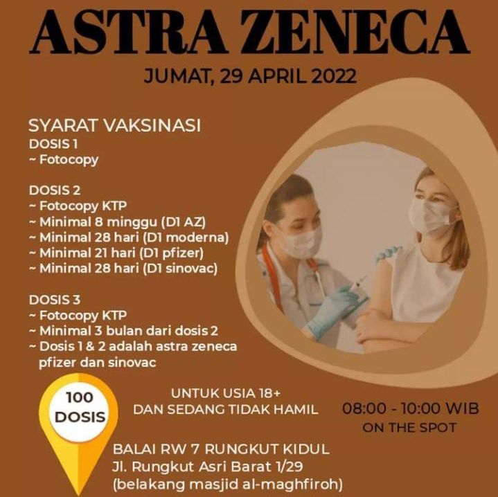 KTP Bebas! Jadwal Vaksin AstraZeneca Dosis 1, 2 dan Booster Jumat, 29 April 2022 di Surabaya, Berikut Syaratnya