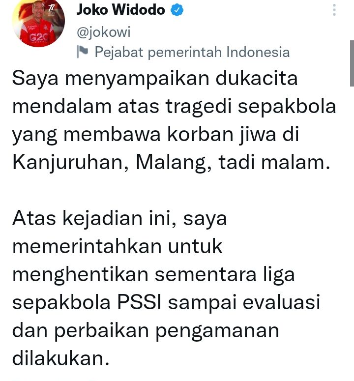 Cuitan Presiden Jokowi.