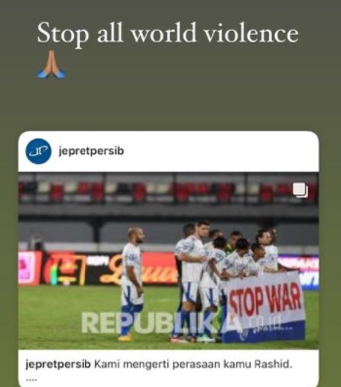 Tolak Kibarkan Spanduk Stop War Di Laga Persija Jakarta vs Persib Bandung, M Rashid Ungkap Alasannya/tangkapan layar