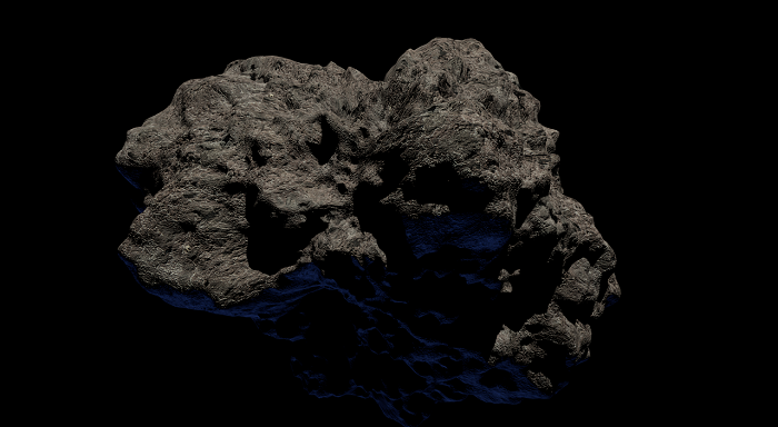 Ilustrasi asteroid di ruang angkasa.