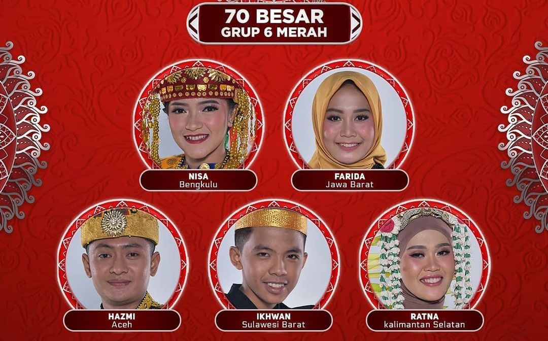 Peserta yang Tersenggol Lida 2021 tadi malam Top 70 Besar Grup 6 merah