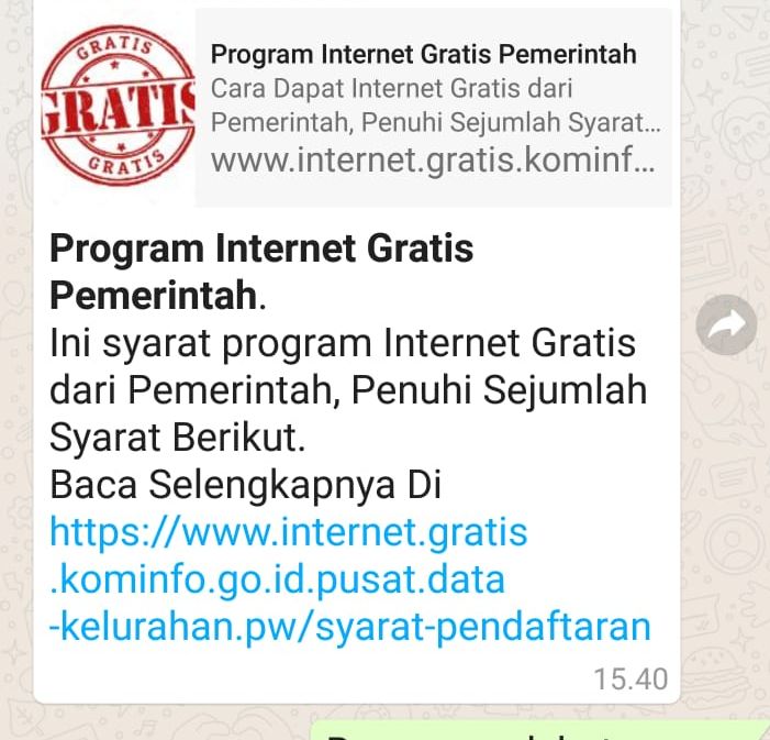 Beredar Viral Pesan Berantai Di Wa Grup Program Internet Gratis Dari Pemerintah Deskjabar