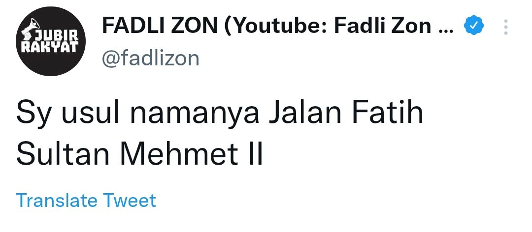 Cuitan Fadli Zon terkait usulan penamaan jalan di Jakarta.