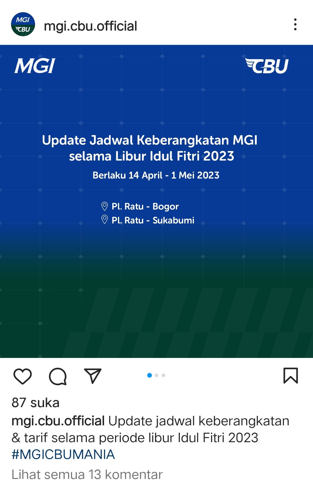 Update jadwal keberangkatan bis MGI area Palabuhanratu, Sukabumi dan Bogor 