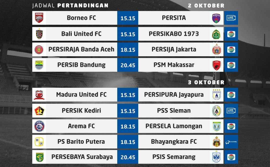 Jadwal Acara Tv Hari Ini Sabtu 02 Oktober 2021 Indosiar Dan Antv Ada Big Match Bri Liga 1 Live Kalbar Terkini