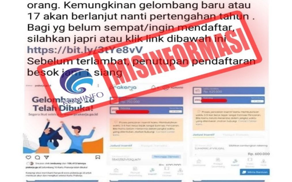 Tangkapan layar informasi hoaks pembukaan Kartu Prakerja Gelombang 17.*
