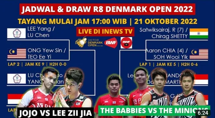 LIVE STREAMING INews TV Nonton Denmark Open 2022 Perempat Final Hari ...