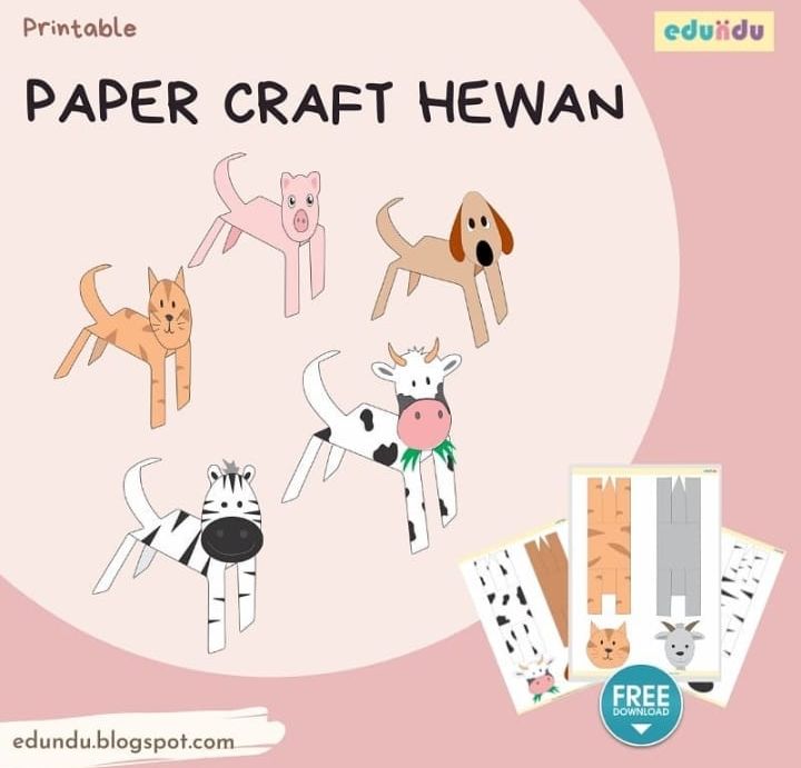 Ilustrasi permainan Paper Craft Hewan/IG @edundu_learningresources