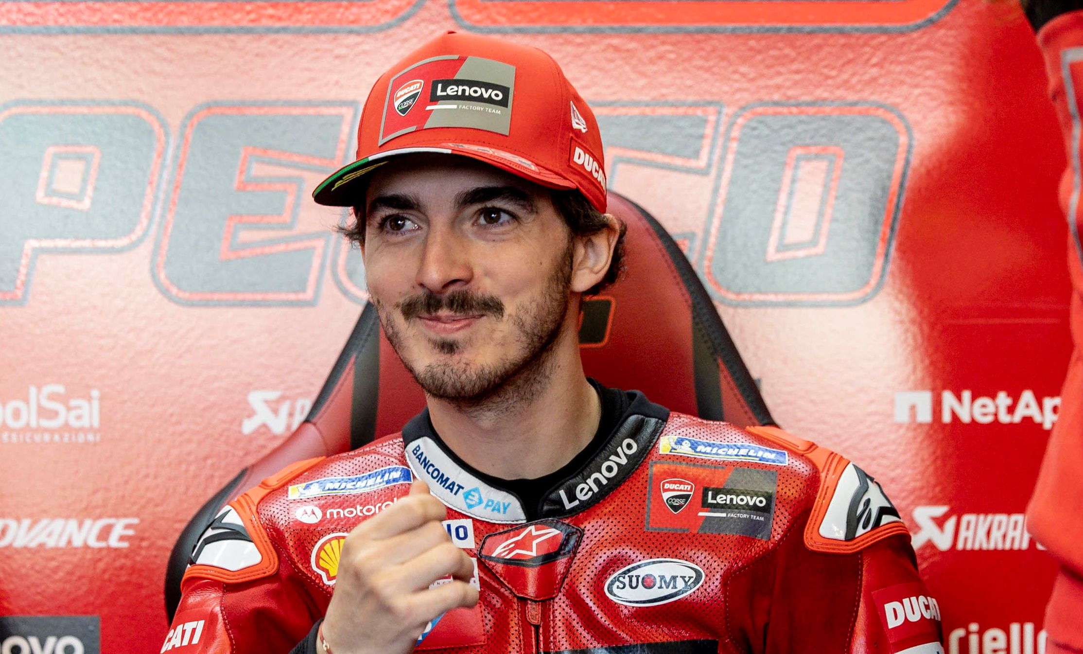 Pembalap tim Ducati, Francesco Bagnaia menempati pole position untuk race MotoGP Prancis besok, 15 Mei 2022.
