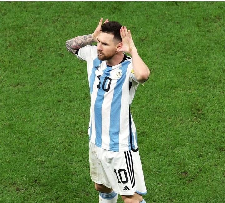 Selebrasi Lionel Messi setelah menjebol gawang Belanda pada pertandingan semifinal semalam