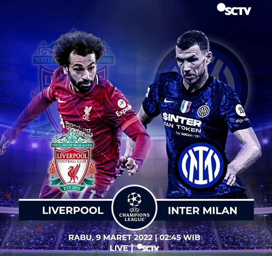 Siaran Langsung Liga Champions TV Online SCTV Liverpool vs Inter Bukan di Kooralive atau sportex, Ini Linknya