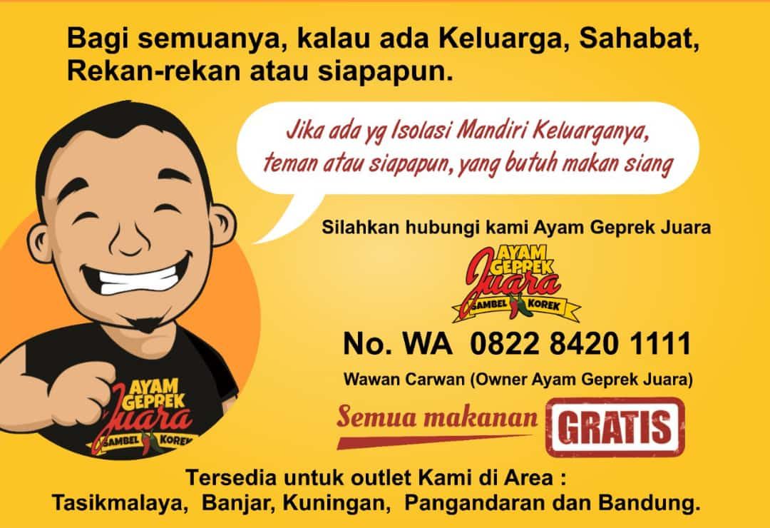 Keren! Outlet Ayam Geprek ini Bagikan Pekat Nasi Kotak Gratis Bagi