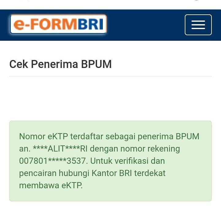 Cek Penerima Bantuan BLT UMKM BPUM di Login Link eform.bri ...