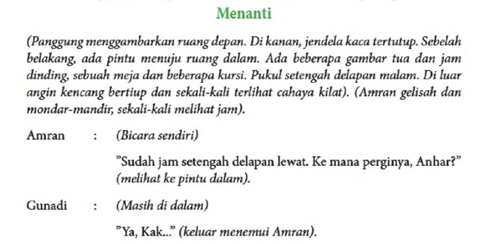 Cuplikan Drama Bahasa Indonesia kelas 8 hlm 210