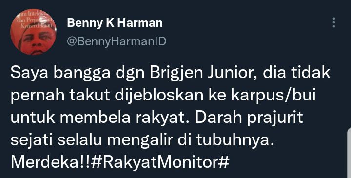 Cuitan Benny Harman terkait penahanan Stafsus Kasad Brigjen TNI Junior Tumilaar.