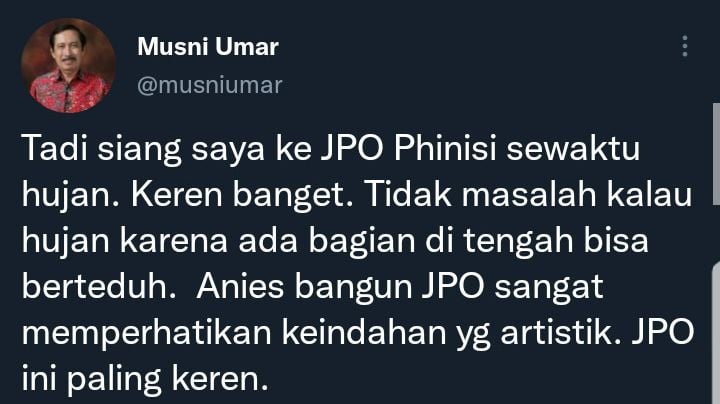 Cuitan Musni Umar soal JPO Pinisi.