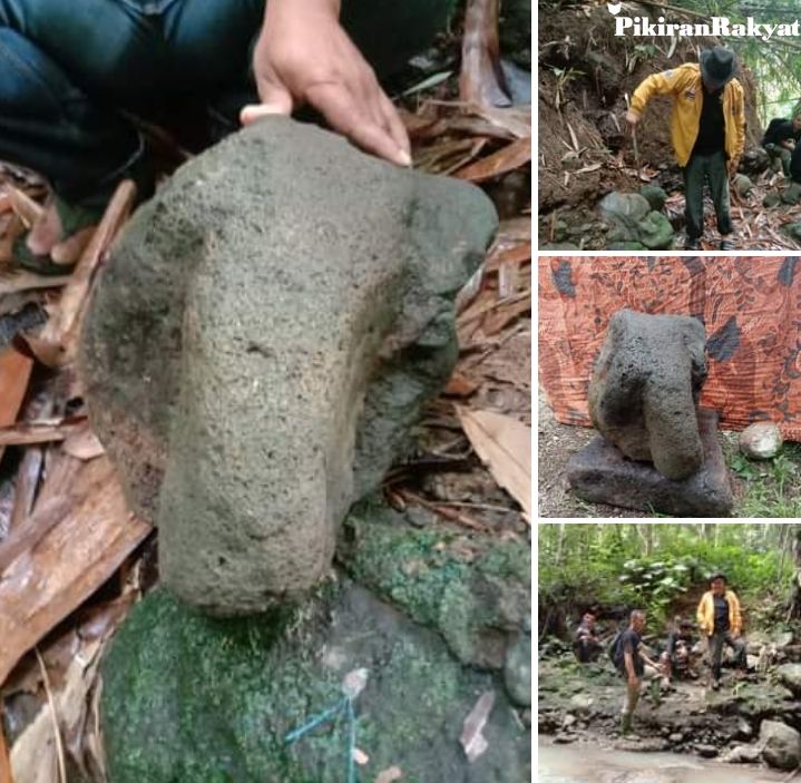 Penemuan batu diduga Arca Ganesha tanpa mahkota di Majalengka