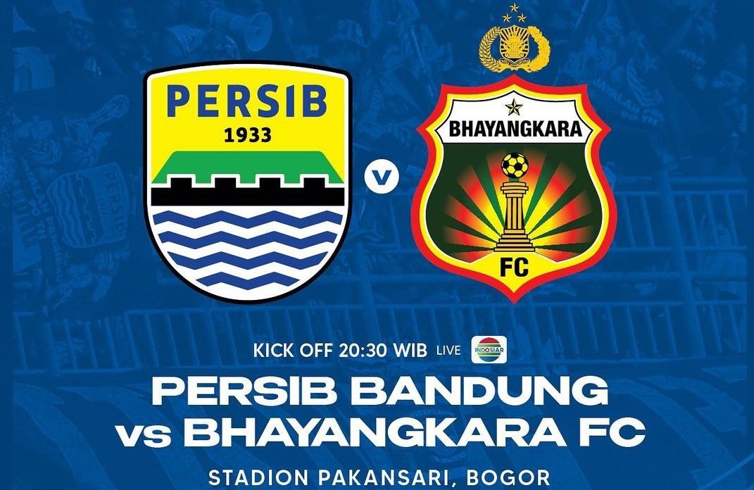 Link live streaming Indosiar, Persib Bandung vs Bhayangkara FC hari ini Juamt, 24 Maret 2023.
