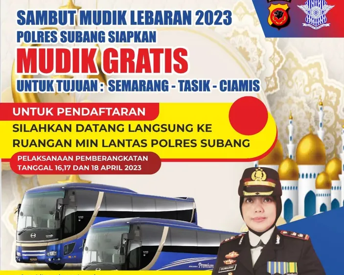 Mudik Gratis 2023 Polres Subang Sediakan 10 Bus Tujuan Semarang Tasik