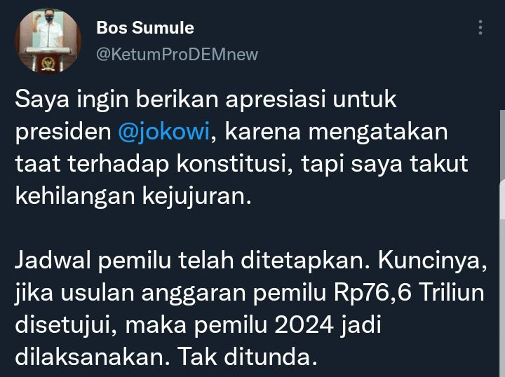 Cuitan Ketum ProDEM, Iwan Sumule.