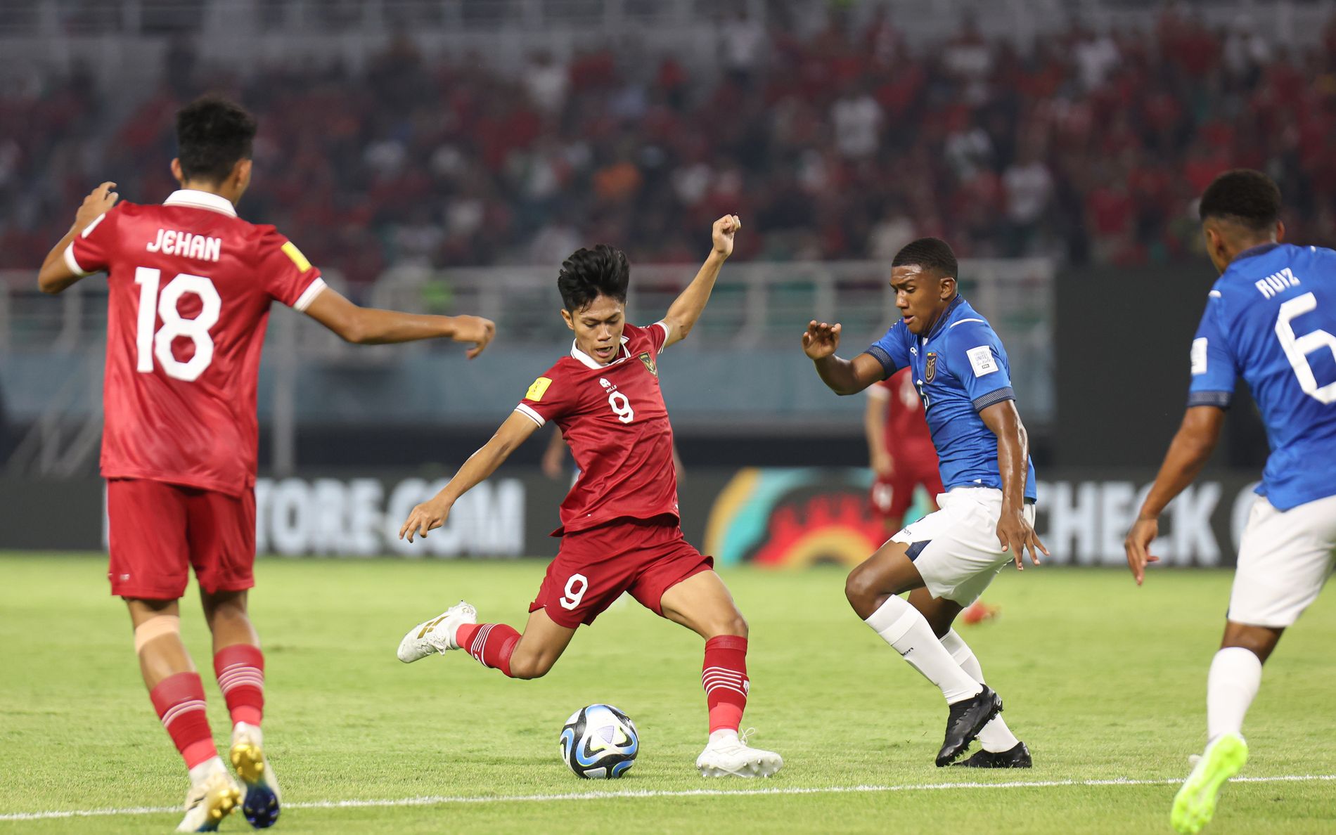 Timnas Indonesia menahan imbang Ekuador dengan skor 1-1 di laga pembuka Grup A Piala Dunia U-17 2023 di Stadion Gelora Bung Tomo, Surabaya, Jumat, 10 November 2023.