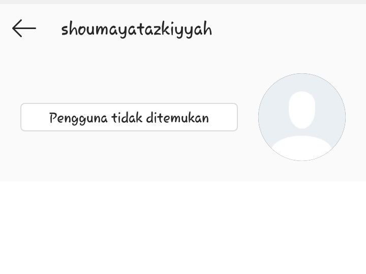 Tangkapan layar akun Instagram Shoumaya Tazkiyyah yang mendadak hilang.*