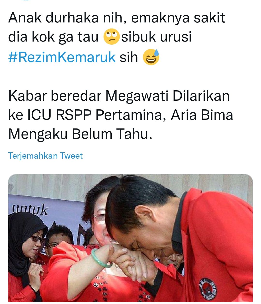 HOAKS - Beredar informasi yang menyebut jika Ketua Umum Partai Demokrasi Indonesia Perjuangan (PDIP) Megawati Soekarnoputri tengah sakit.*