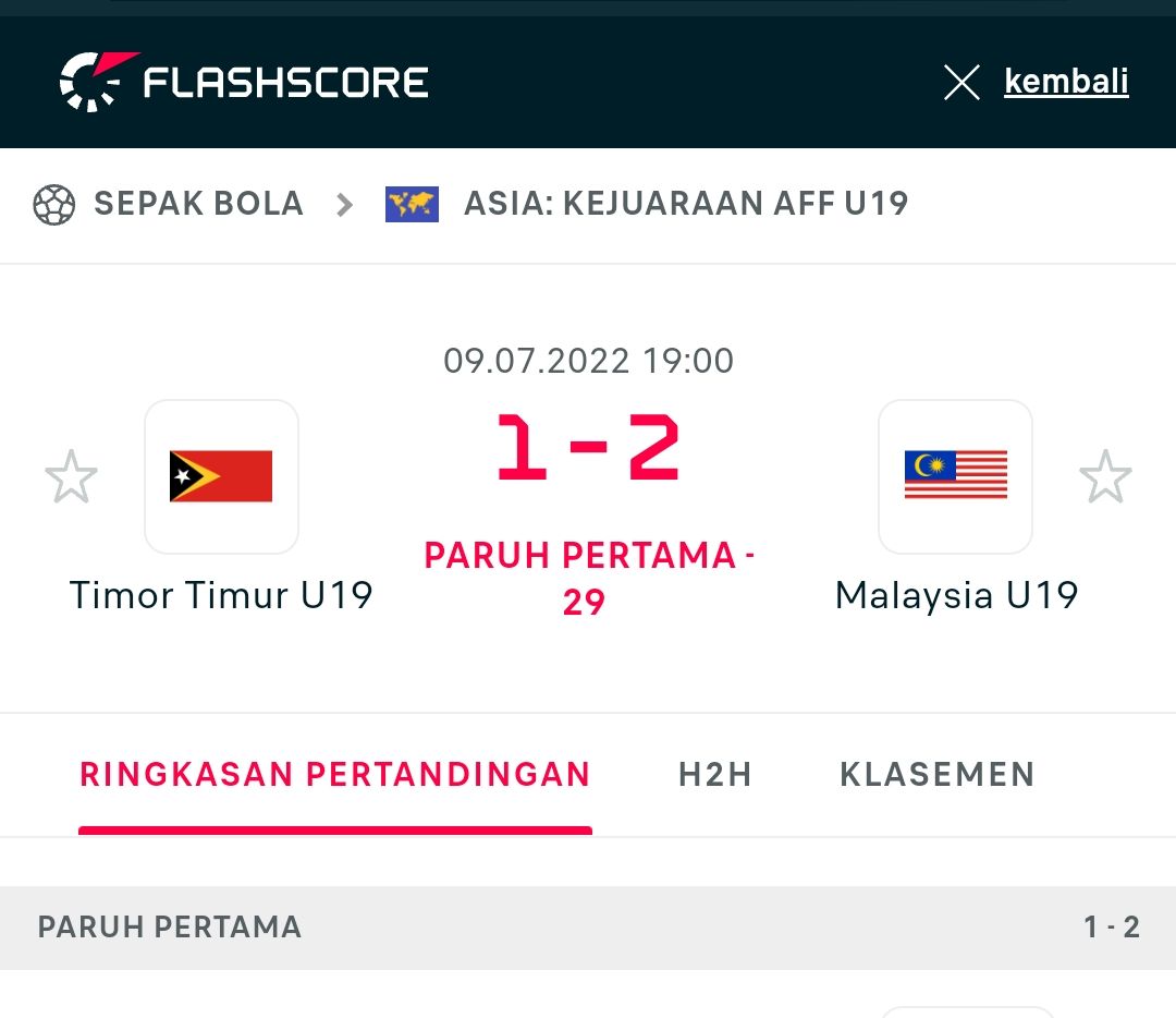 LIVE SCORE Hasil Akhir Malaysia vs Timor Leste Skor Sementara Masih 2-1, Saksikan Piala AFF U19 2022 Disini