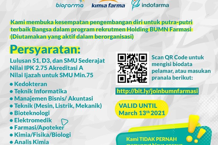Lowongan Kerja Bumn Di Pt Bio Farma Maret 2021 Cukup Hanya Minimal Lulusan Sma Smk Saja Media Pakuan