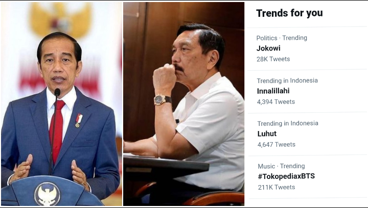 Jokowi dan Luhut Trending di Twitter, Ternyata Ini Penyebabnya