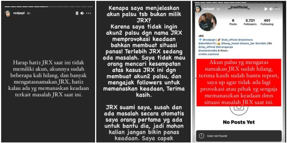 Nora Alexandra meminta netizen berhati-hati pada akun Instagram yang mengatasnamakan sang suami, Jerinx SID.*