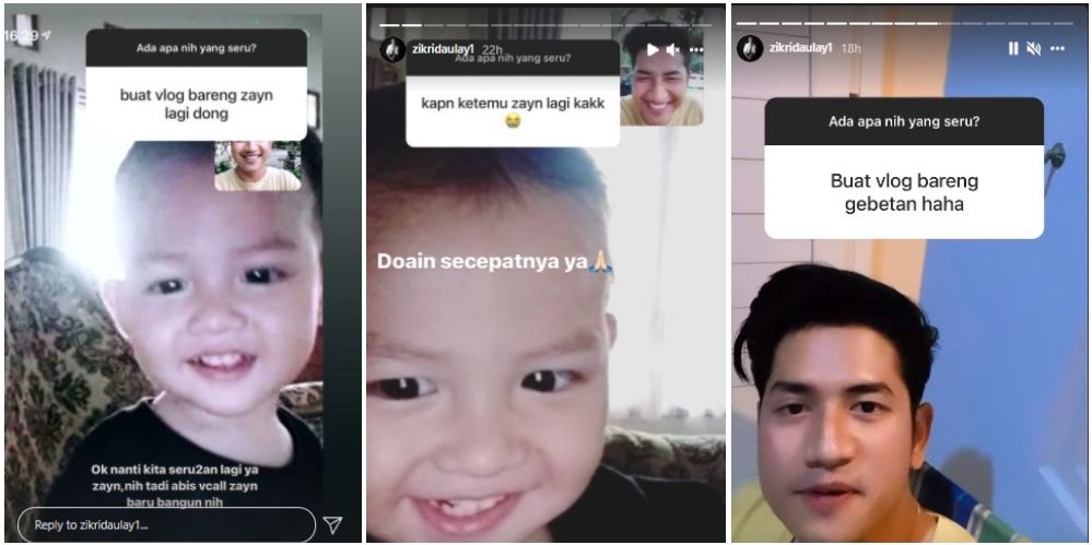 Zikri Daulay menjawab pertanyaan netizen yang meminta dirinya membuat vlog bersama sang anak, Zayn, dan gebetan.*