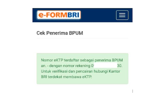 ILUSTRASI: Apabila pelaku UMKM belum dapat SMS dari BRI Info dapat cek online melalui link eform.bri.co.id.