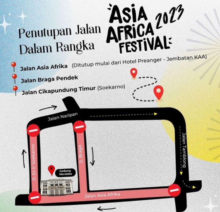 Infografis penutupan Jalan Asia Afrika Kota Bandung, Sabtu 29 Juli 2023 dalam rangka kegiatan Asia Afrika Festival 2023.