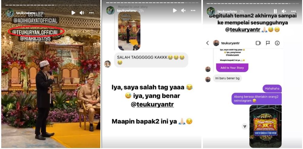 Netizen mengomentari Teuku Wisnu saat mengunggah video tausiah Ustaz Adi Hidayat di pernikahan Teuku Ryan dan Ria Ricis.*