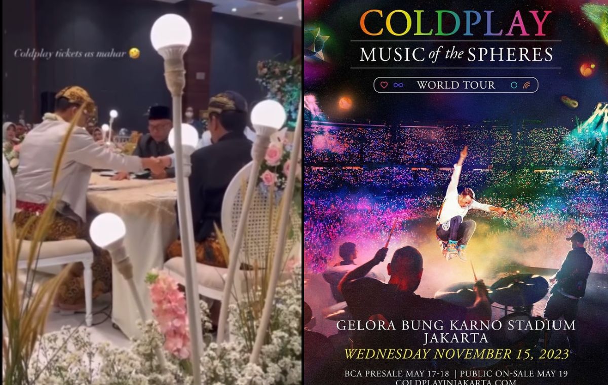 Viral pria di Bekasi kasih mahar tiket konser Coldplay ke mempelai istri. 