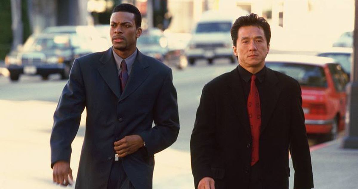 Chris Tucker as Carter (L), Jackie Chan as Lee (R) in Rush Hour.