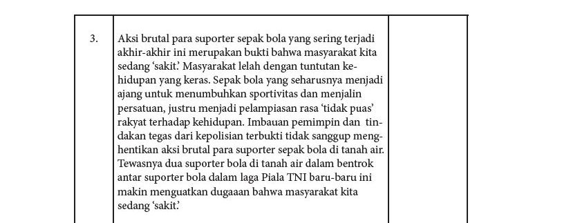  pembahasan  Bahasa Indonesia kelas 10 halaman 185-186 Bab 6, Tugas 1 menentukan mosi dalam debat  Menurut saya, tawuran antarpelajar tidak saja terjadi karena karakter anak-anak yang cenderung brutal.