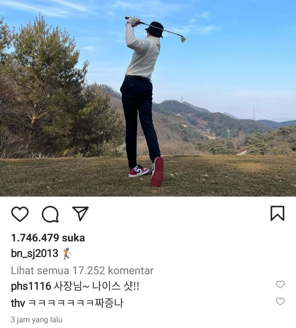 komentar V di Instagram Park Seojoon