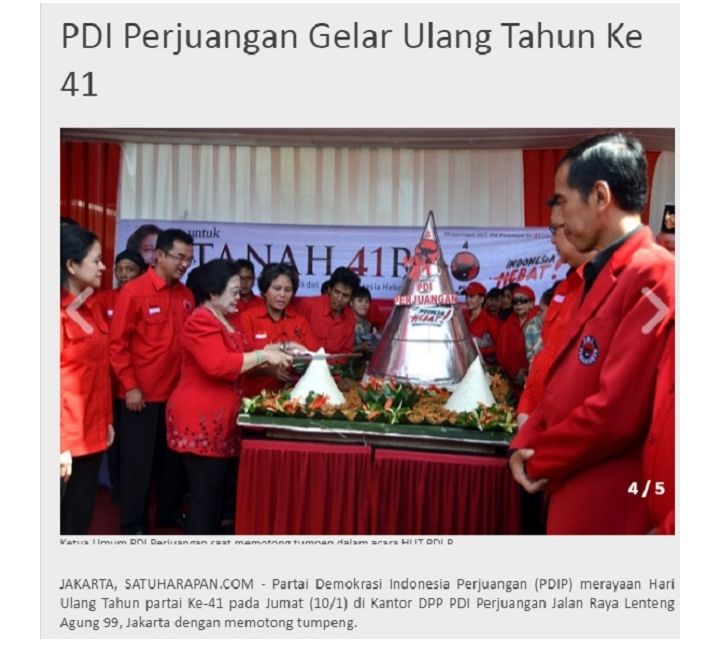 Foto asli tangkapan layar Megawati Soekarnoputri sedang memotong kue