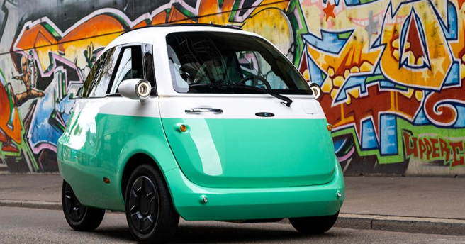 Ilustrasi mobil listrik Microlino yang punya desain unik dan punya harga murah
