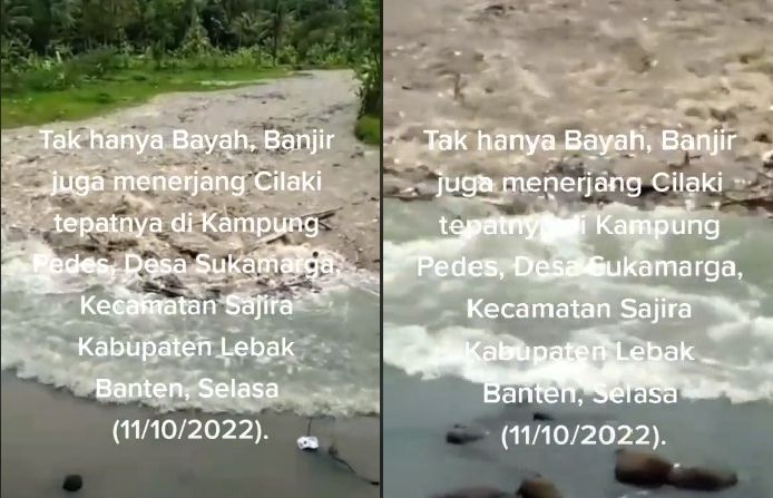 Detik-detik terjadinya banjir di Kabupaten Lebak, Provinsi Banten.