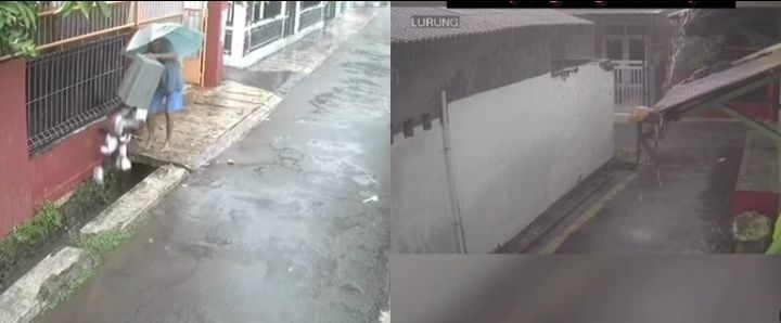 Video Porno Lagi Buang Sampah Full - Kocak! Seorang Warga Terekam CCTV Saat Buang Sampah ke Saluran Air, Selokan  Langsung Mampet Saat Hujan Besar