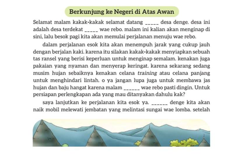 Berikut merupakan pembahasan kunci jawaban Bahasa Indonesia kelas 7 SMP MTs halaman 5, Pantan Terong yang Instagramable, Kurikulum Merdeka Terbaru 2022.