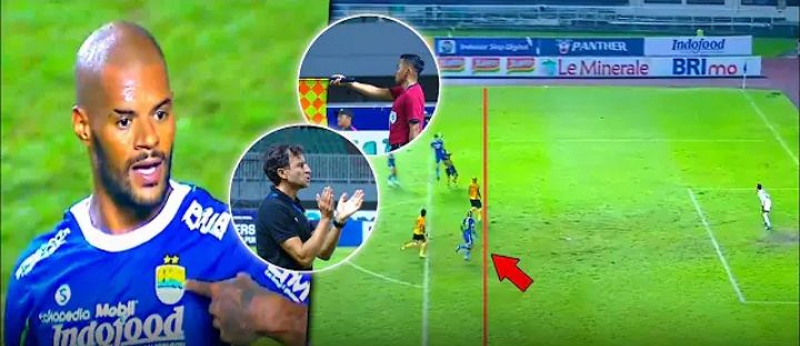 Salah satu pemain Persib Bandung yang diduga telah dicurangi oleh asisten wasit saat kontra Bhayangkara FC.