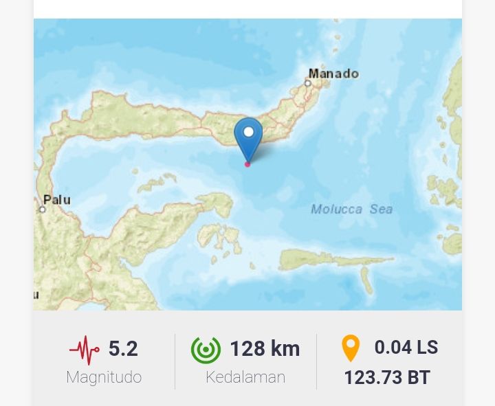 Titik Pusat Gempa Hari Ini Sulawesi Utara 18 April 2022 Mag 5 2