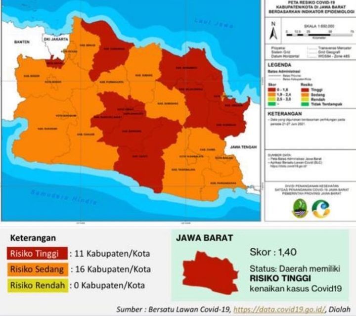 Daftar 11 Kota dan Kabupaten Kategori Zona Merah di Jawa Barat - Pikiran- Rakyat.com