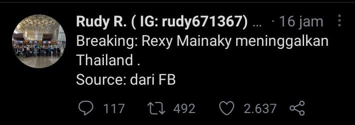 Cuitan Bambang Roedyanto terkait Rexy Mainaky/Tangkap layar Twitter/@rudyroedyanto