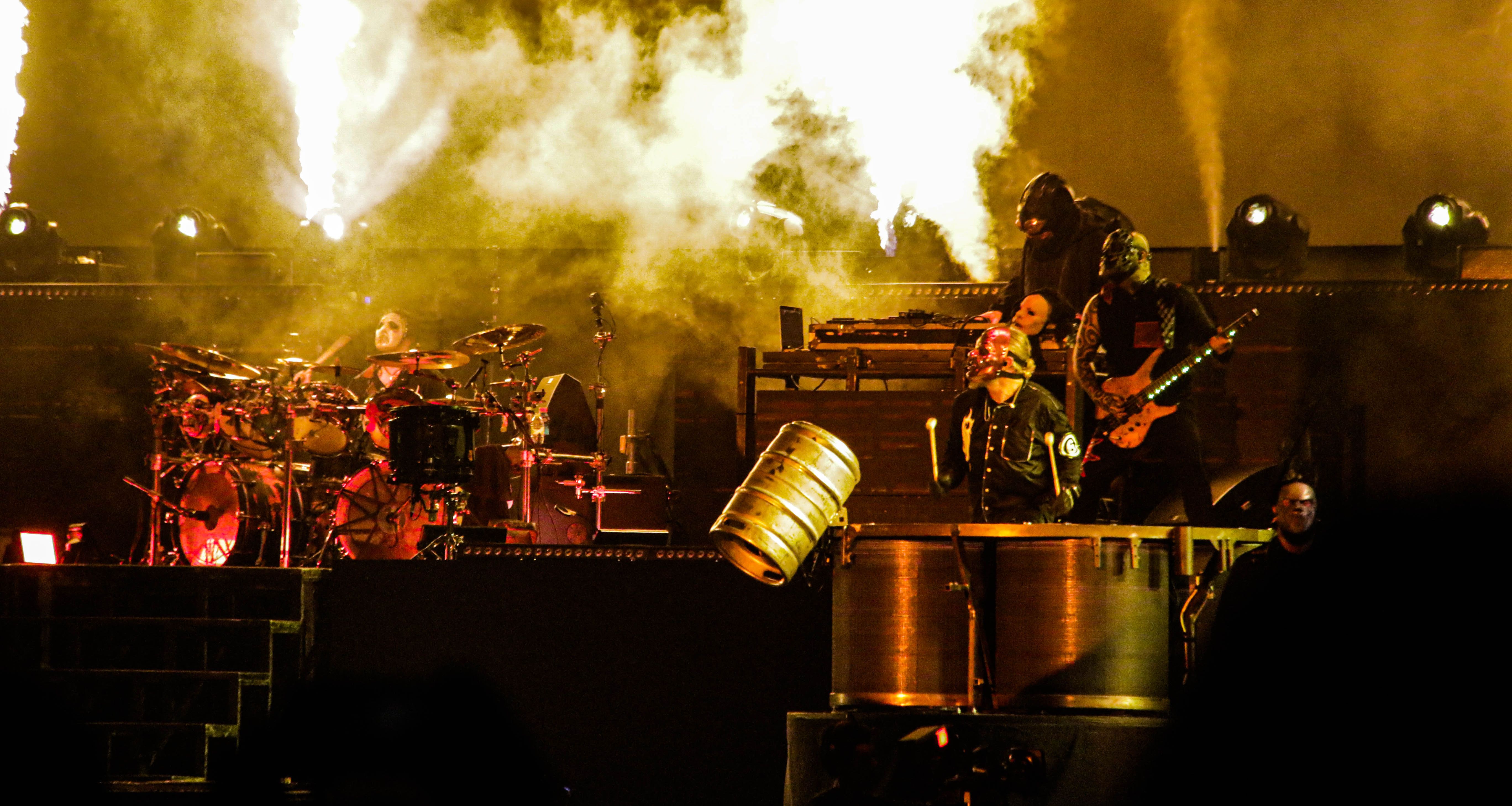 Slipknot tampil di Hammersonic di Pantai Carnaval Ancol, Jakarta, Minggu, 19 Maret 2023.